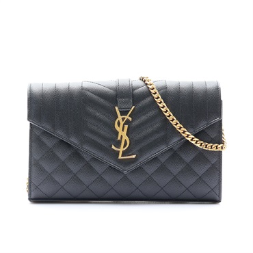 黑色 牛皮 ENVELOPE WOC 鏈帶 肩背包【SAINT LAURENT 聖羅蘭】 600195