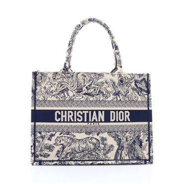 深藍/白色 帆布Book Tote Midium 肩背包【Dior 迪奧】 M1296ZTDT_M808
