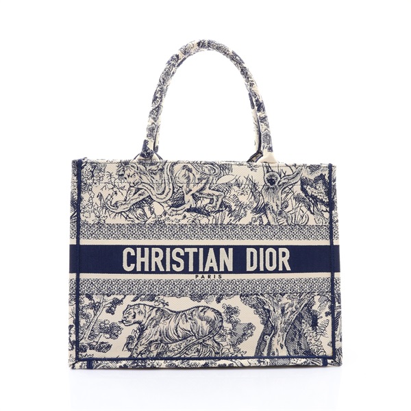 深藍/白色 帆布Book Tote Midium 肩背包【Dior 迪奧】 M1296ZTDT_M808