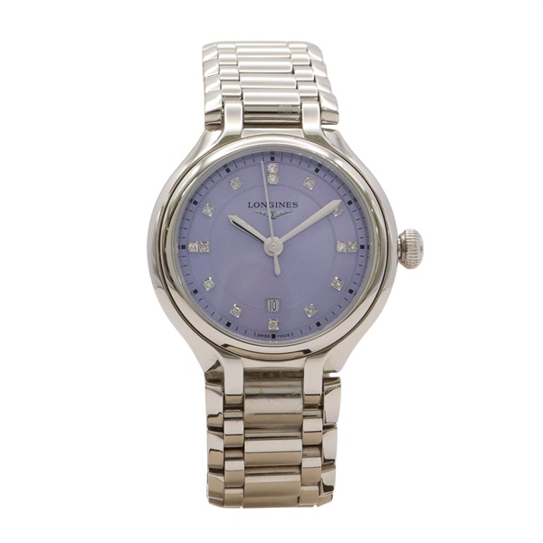 LONGINES 浪琴表 PrimaLuna 腕錶 薰衣草紫錶盤 12PD鑽石 不鏽鋼 L8.142.4.07.6