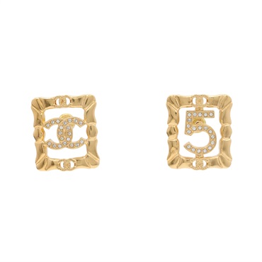 金色 鍍金 5 COCO pierced 耳環【CHANEL 香奈兒】 ABD752