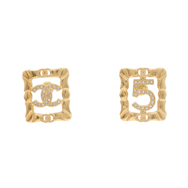 金色 鍍金 5 COCO pierced 耳環【CHANEL 香奈兒】 ABD752
