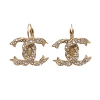 鍍金色 COCO  pierced 水鑽 針式耳環【CHANEL 香奈兒】