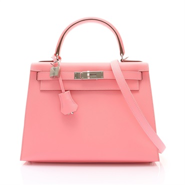 Kelly 28 Epsom牛皮 凱莉包 奶昔粉 銀釦 Y刻 兩用包【HERMES 愛馬仕】
