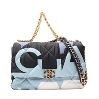 藍/白色 尼龍帆布 19 口蓋 兩用包 (無卡)【CHANEL 香奈兒】 AS1162