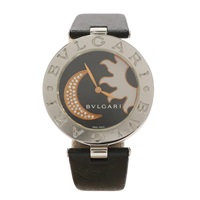 BVLGARI 寶格麗 B.zero1 Sun And Moon 腕錶 黑色錶盤 皮帶 不鏽鋼 BZ35S