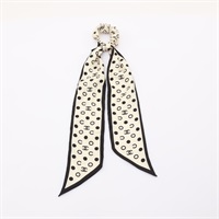 黑色 原點 雙C 白色 絲綢 髮圈【CHANEL 香奈兒】