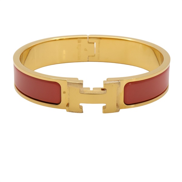 Clic H 手環 金色鍍金 粉色琺瑯【HERMES 愛馬仕】 H700001F