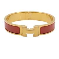 Clic H 手環 金色鍍金 粉色琺瑯【HERMES 愛馬仕】 H700001F