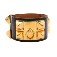 Collier De Chien CDC 手環 Box牛皮 黑色 金釦 □R刻【HERMES 愛馬仕】 H068440CC