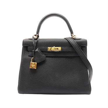 Kelly 25 Togo牛皮 凱莉包 黑色 金扣 A刻 兩用包【HERMES 愛馬仕】