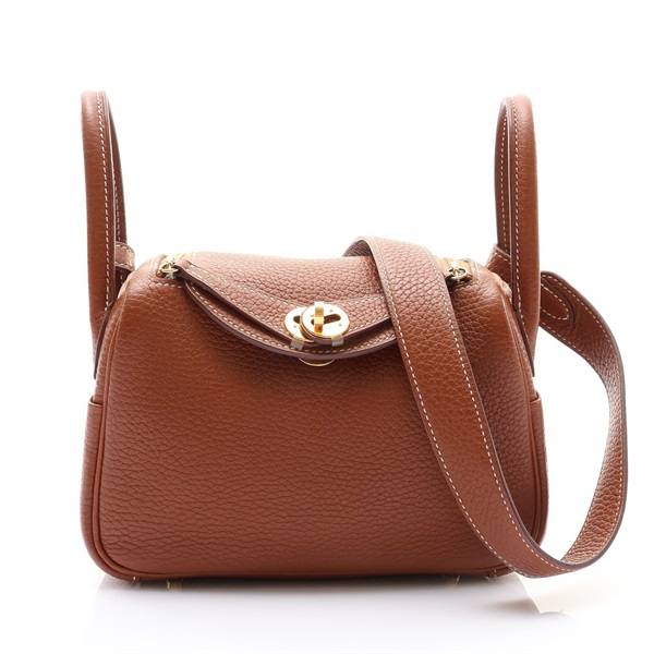 金棕色 Clemence牛皮 Mini Lindy 肩背包 D刻 金釦【HERMES 愛馬仕】 H079086CC