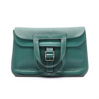 Halzan 31 兩用包 絲絨綠 Clemence 牛皮 A刻 銀釦【HERMES 愛馬仕】 H070428CK