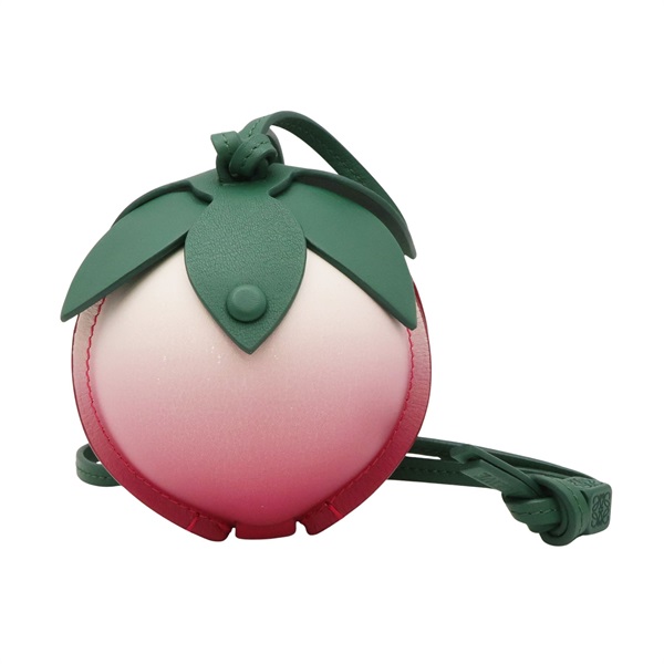 粉/綠色 牛皮 Peach poach charm 吊飾 零錢包【LOEWE 羅威】
