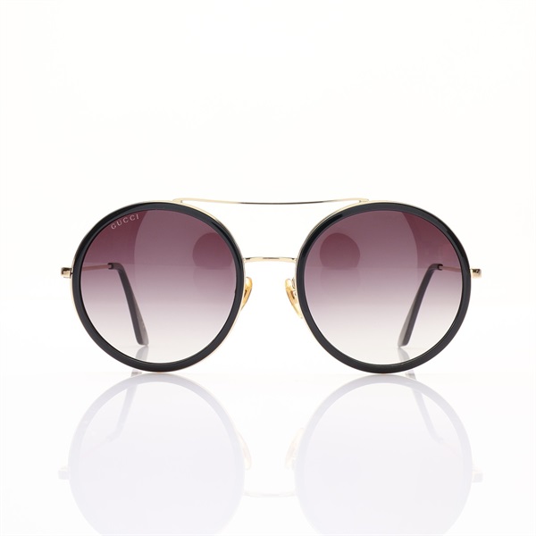 黑色 板材 金色 金屬 Round 太陽眼鏡【GUCCI 古馳】 GG0061S