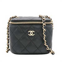 黑色 荔枝紋牛皮 mini vanity  肩背包 無卡【CHANEL 香奈兒】 AP2158