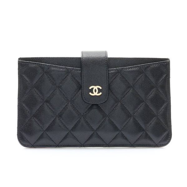 黑色牛皮 2set Pouch 扣式 長夾【CHANEL 香奈兒】 AP0235