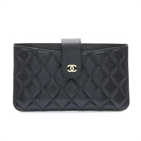 黑色牛皮 2set Pouch 扣式 長夾【CHANEL 香奈兒】 AP0235