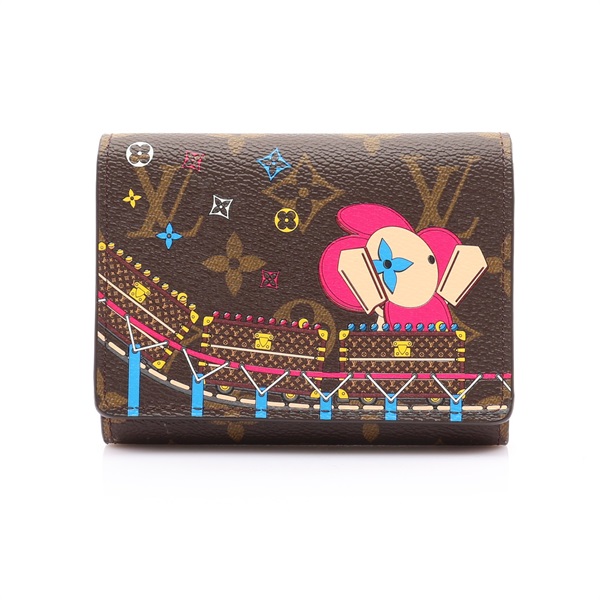 棕/粉/多色 原花帆布 Vivienne Victorine 三折短夾【LOUIS VUITTON LV 路易威登】 M69751