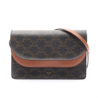 棕色 Triomphe 帆布 Wallet On Strap 肩背包【CELINE 賽琳】 10D852CG9