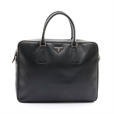 黑色 防刮牛皮 公事包 兩用包 無背帶【PRADA 普拉達】 2VE368