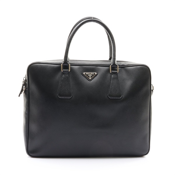 黑色 防刮牛皮 公事包 兩用包 無背帶【PRADA 普拉達】 2VE368