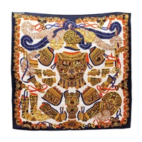 HERMES 愛馬仕 Carre 90 方巾 藍/白 絲綢