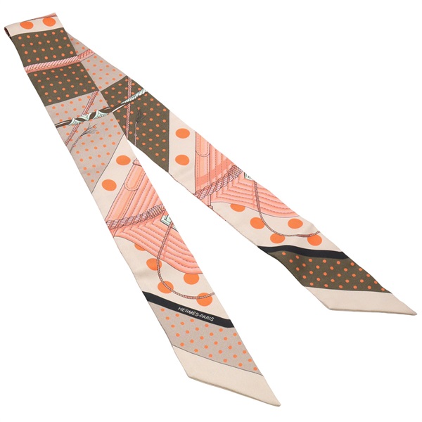 棕色 絲綢 Clic Clac a Pois Twilly 絲巾【HERMES 愛馬仕】