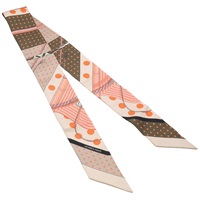 棕色 絲綢 Clic Clac a Pois Twilly 絲巾【HERMES 愛馬仕】