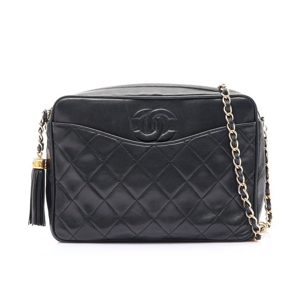 黑色 羊皮 鍊帶 肩背包 金釦【CHANEL 香奈兒】 A01287