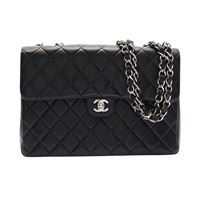 黑色 菱格紋 羊皮 Jumbo 30 Classic Flap 鍊帶 肩背包【CHANEL 香奈兒】 A28600