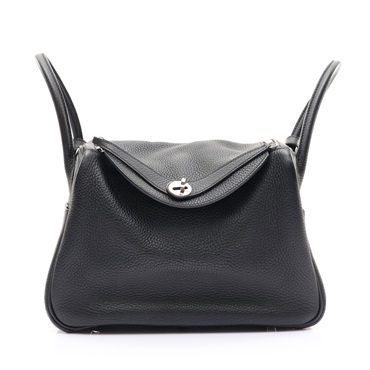 黑色 Clemence 牛皮 Lindy 30 肩背包 □Q刻 銀釦【HERMES 愛馬仕】