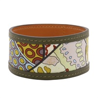 HERMES 愛馬仕 Petit H Bracelet PM手環 多色 絲綢 綠色牛皮