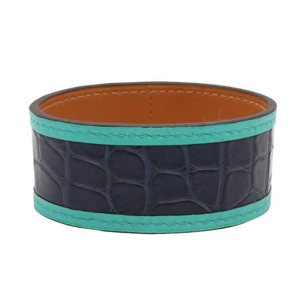 HERMES 愛馬仕 Petit H Bracelet PM手環 藍色 鱷魚皮