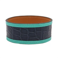 HERMES 愛馬仕 Petit H Bracelet PM手環 藍色 鱷魚皮