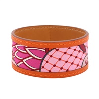 橘/粉色 牛皮 絲綢 Petit H Bracelet PM 手環【HERMES 愛馬仕】