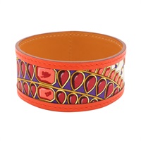 紅色 牛皮 絲綢 Petit H Bracelet PM 手環【HERMES 愛馬仕】