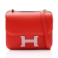 Constance 24 康康包 Epsom牛皮 桃心紅/錦葵紫 銀扣 D刻 肩背包【HERMES 愛馬仕】