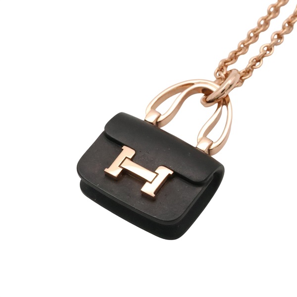 HERMES 愛馬仕 Amulettes Constance 項鍊 18K玫瑰金 墨玉 H221354B 00