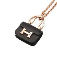 HERMES 愛馬仕 Amulettes Constance 項鍊 18K玫瑰金 墨玉  H221354B 00
