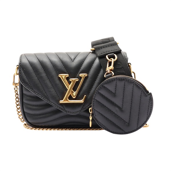 黑色 山型紋牛皮 New Wave Multi Pochette 肩背包【LOUIS VUITTON LV 路易威登】 M56461