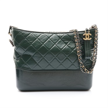 綠色 菱格紋牛皮 Gabrielle Hobo 肩背包 無卡【CHANEL 香奈兒】 A93824