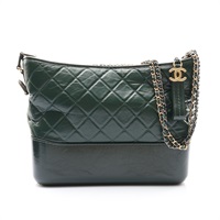 綠色 菱格紋牛皮 Gabrielle Hobo 肩背包 無卡【CHANEL 香奈兒】 A93824