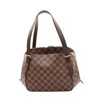 棕色 棋盤格帆布 Belem MM 肩背包【LOUIS VUITTON LV 路易威登】 N51174
