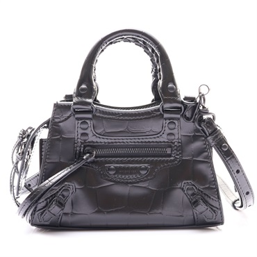 黑色 鰐魚壓紋牛皮 Neo Classic Nano City 两用包【BALENCIAGA 巴黎世家】 638527
