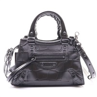 黑色 鰐魚壓紋牛皮 Neo Classic Nano City 两用包【BALENCIAGA 巴黎世家】 638527