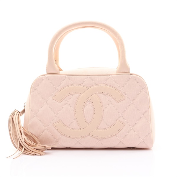 粉色 帆布 牛皮 Timeless CC Bowler 手提包【CHANEL 香奈兒】 A20996