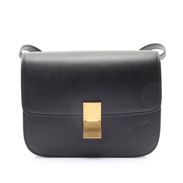 Medium Classic Box 肩背包 黑色 牛皮【CELINE 賽琳】 189173DLS