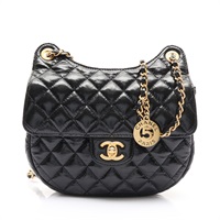黑色 菱格紋 亮面牛皮 Small CC Hobo 肩背包【CHANEL 香奈兒】 AS4572