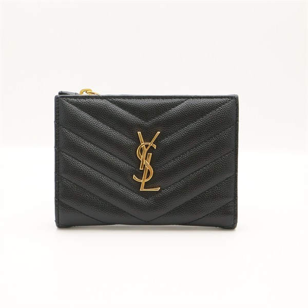 黑色 牛皮 扣式短夾【SAINT LAURENT 聖羅蘭】 668287
